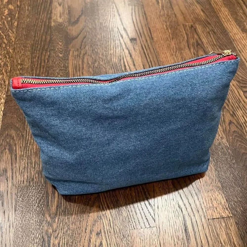 true religion cosmetics jean bag blue denim / navy makeup bag toiletry